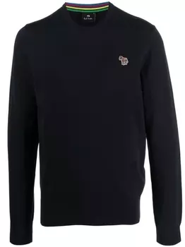 Paul Smith джемпер из органического хлопка с нашивкой, синий