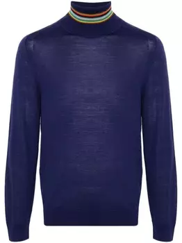 Paul Smith джемпер из шерсти мериноса с высоким воротником, синий