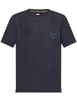 Paul Smith футболка из органического хлопка с вышитым логотипом, синий