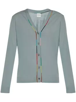 Paul Smith кардиган из мериносовой шерсти с контрастной отделкой, синий