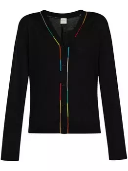 Paul Smith кардиган из мериносовой шерсти с контрастной отделкой, черный