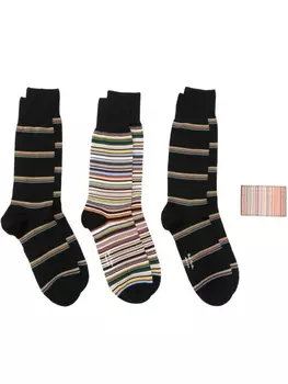 Paul Smith комплект Artist Stripe из четырех пар носков и картхолдера, черный