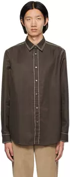 Paul Smith Коричневая рубашка с контрастной строчкой