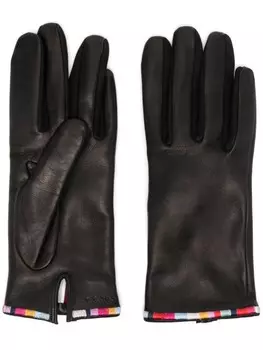 Paul Smith кожаные перчатки с полосками, черный