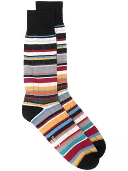 Paul Smith носки в рубчик с полосками Signature Stripe, черный