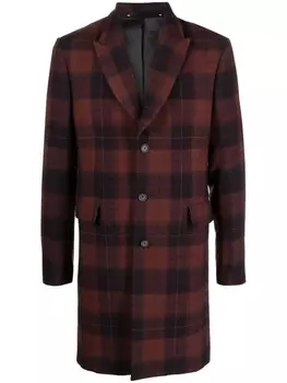 Paul Smith однобортное пальто в клетку, коричневый