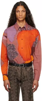 Paul Smith Оранжево-фиолетовая рубашка оверсайз