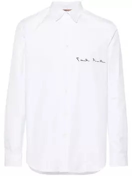Paul Smith поплиновая рубашка с вышитым логотипом, белый