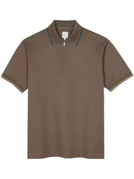 Paul Smith рубашка поло с воротником на молнии, коричневый