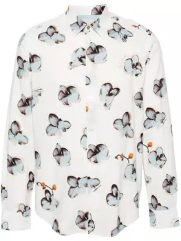 Paul Smith рубашка с длинными рукавами и цветочным принтом, белый