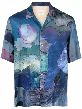 Paul Smith рубашка с короткими рукавами и графичным принтом, синий