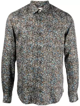 Paul Smith рубашка с заостренным воротником и абстрактным принтом, синий