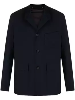 Paul Smith шерстяная куртка-рубашка с косым воротником, синий