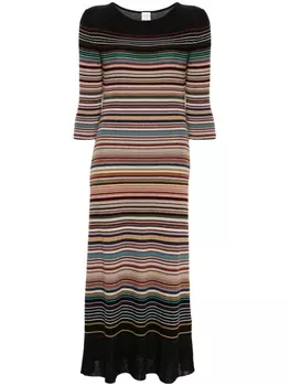 Paul Smith трикотажное платье миди в полоску Signature Stripe, черный