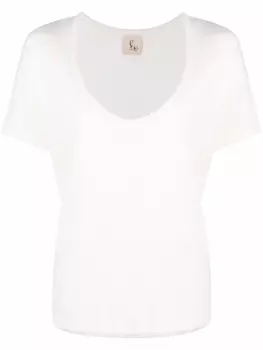 Paula льняная футболка с V-образным вырезом, белый