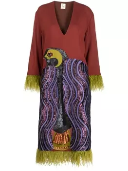 Paula платье миди с вышивкой, красный