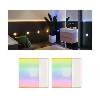 Paulmann LumiTiles Светодиодная плитка квадратная базовый набор IP44 100x10mm 2x24lm 230/12V 2x0.75W RGBW белый пластик, алюминий