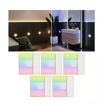 Paulmann LumiTiles Светодиодная плитка квадратная базовый набор IP44 100x10mm 5x60lm 230/12V 5x0.75W RGBW белый пластик, алюминий