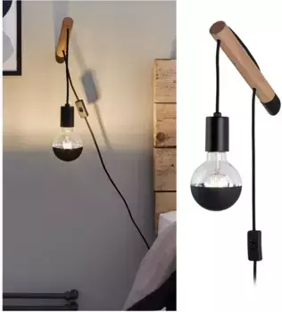 Paulmann Настенный светодиодный светильник "Kian", 1 лампочка, лампа E27 | без лампочки, Е27 Высота: 18 см, цвет holzfarben/schwarz