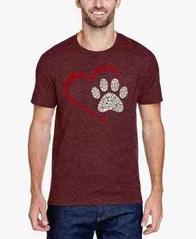 Paw Heart — мужская футболка премиум-класса Word Art LA Pop Art, красный