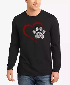 Paw Heart — мужская футболка с длинным рукавом Word Art LA Pop Art, черный