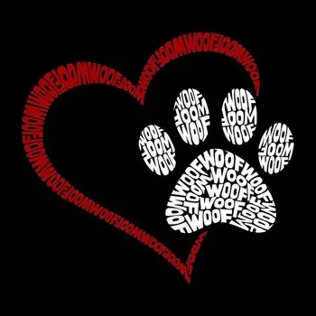 Paw Heart — женская толстовка с капюшоном с рисунком Word Art LA Pop Art, черный