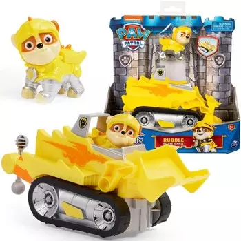 PAW Patrol 2in1 Rubble Rescue Knights Рыцари фигурка и автомобиль Бульдозер Бульдозер Строительная машина Spin Master