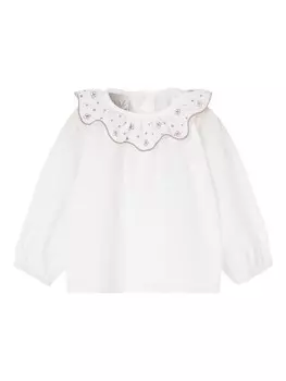 Paz Rodriguez блузка с рюшами на воротнике, белый