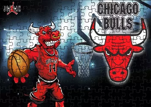 Пазл 110 деталей: НБА Чикаго Буллз + Сумка с принтом bez marki