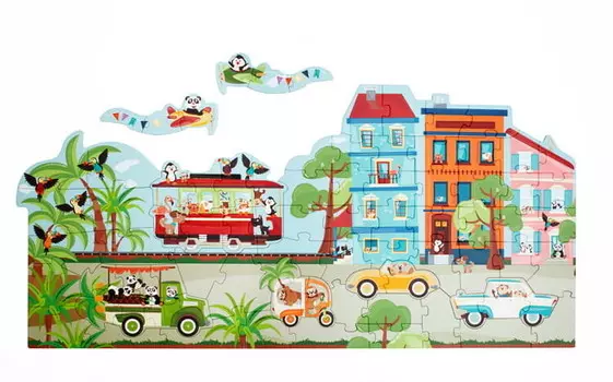 Пазл 2 в 1 этаж и первый пазл - Город 80 деталей. Царапать Scratch