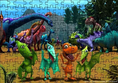 Пазл 35 деталей: Динопоезд + Сумка с принтом bez marki