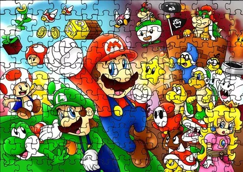 Пазл 35 деталей: Super Mario Bros. + Сумка с принтом bez marki