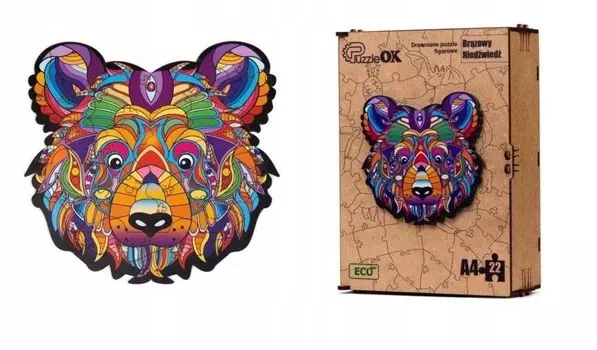 Пазл деревянный ЭКО 22 Бурый Медведь А4 PuzA4-01727 Inna marka