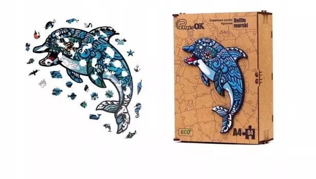 Пазл деревянный ЭКО 84 Морской дельфин А4 PuzA4-00702 Inna marka