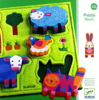 Пазл из дерева и фетра Веселая ферма Djeco