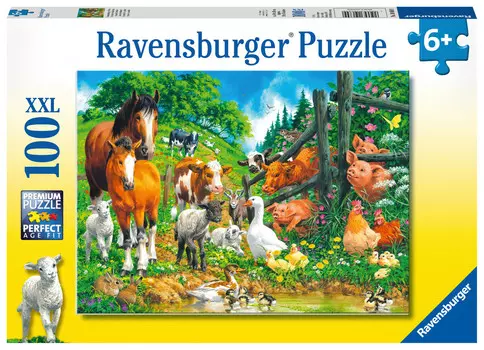 Пазл Равенсбургер для детей XXL Деревенские животные, 100 шт. Ravensburger