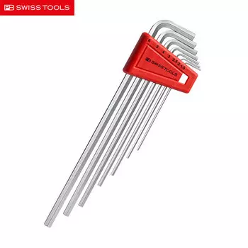 PB SWISSTOOLS Швейцарский L-образный набор с плоской головкой и удлиненным внутренним шестигранником, набор из 7 предметов Набор шестигранных ключей на 1,5–6 мм PB 211.H-6
