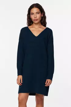 Pcjulana Ls Трикотажное платье с V-образным вырезом Noos Bc PIECES, черный