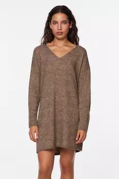 Pcjulana Ls Трикотажное платье с V-образным вырезом Noos Bc PIECES, коричневый