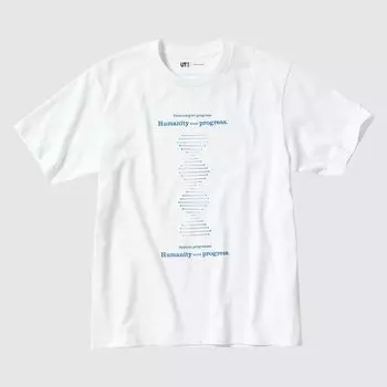 PEACE FOR ALL (Синья Яманака) Футболка с принтом UNIQLO, белый