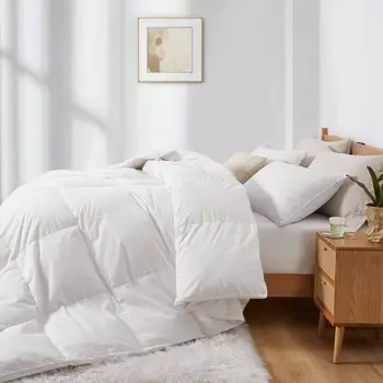 Peace Nest Тяжёлое зимнее одеяло из белого гусиного волокна с верхом из 100 % хлопка Puredown, цвет White