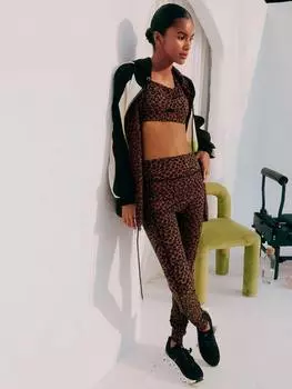 Печать тренировки леггинсы леопард Never Fully Dressed, черный/разноцветный