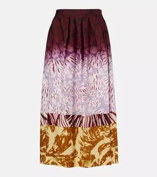 Печатная хлопковая макси-юбка Dries Van Noten, бордовый