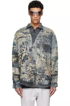 Печатная рубашка на пуговицах Acne Studios, синий