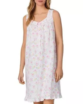 Печатное трикотажное платье-комбинация Eileen West, белый