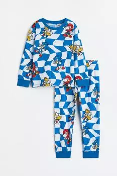 Печатные пижамы H&amp;M, ярко блю/ежик соник
