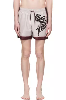 Печатные плавки для плавания Dries Van Noten, цвет burgundy