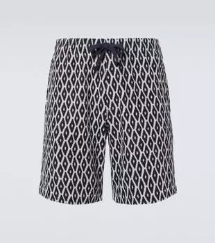 Печатные шорты из хлопкового терри с добавками Orlebar Brown, Night Iris