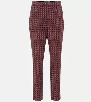 Печатные высокие брюки из шерстяной смеси Prada, Caffe