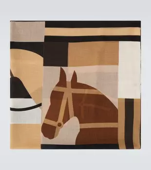 Печатный кашемировый шарф Gucci, Coffee/Light Brown